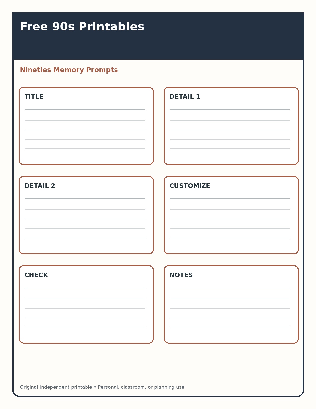 Nineties Memory Prompts