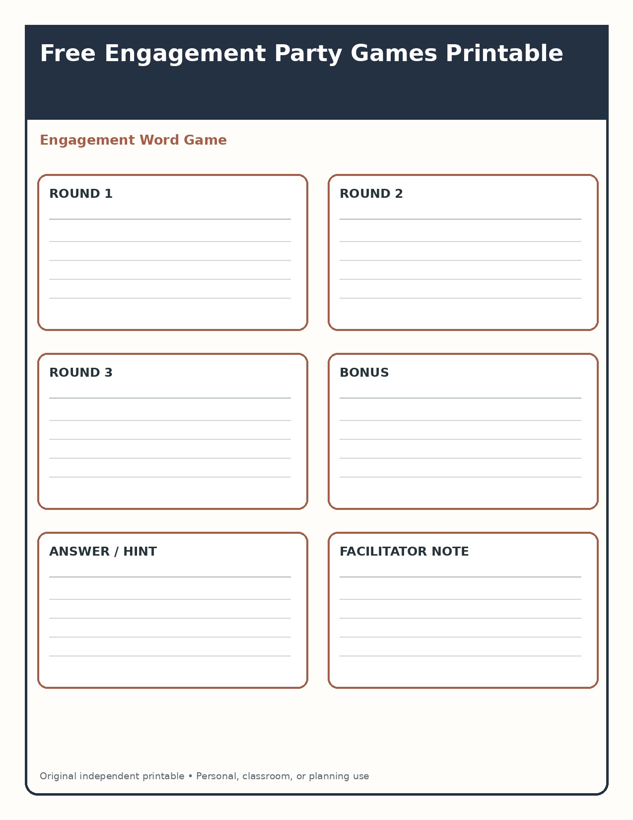 Engagement Word Game