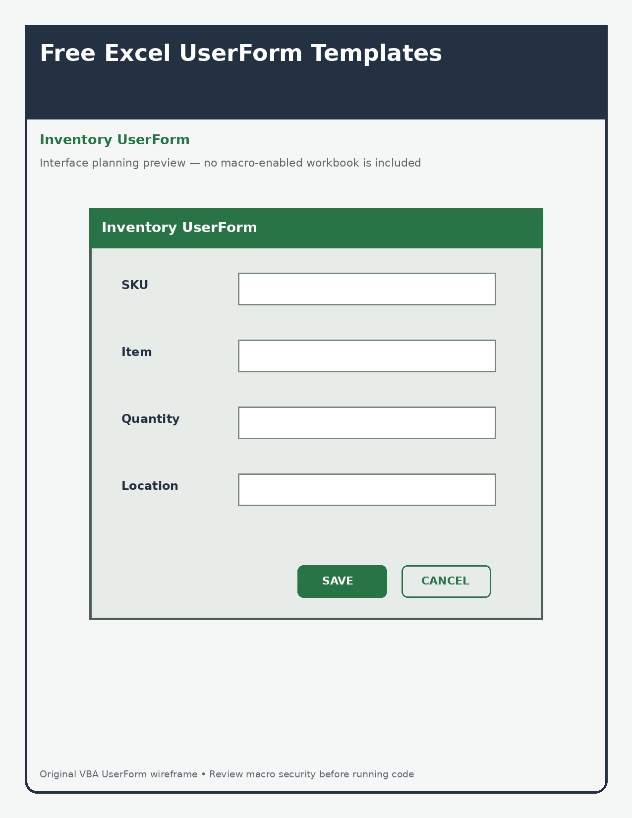 Inventory UserForm layout