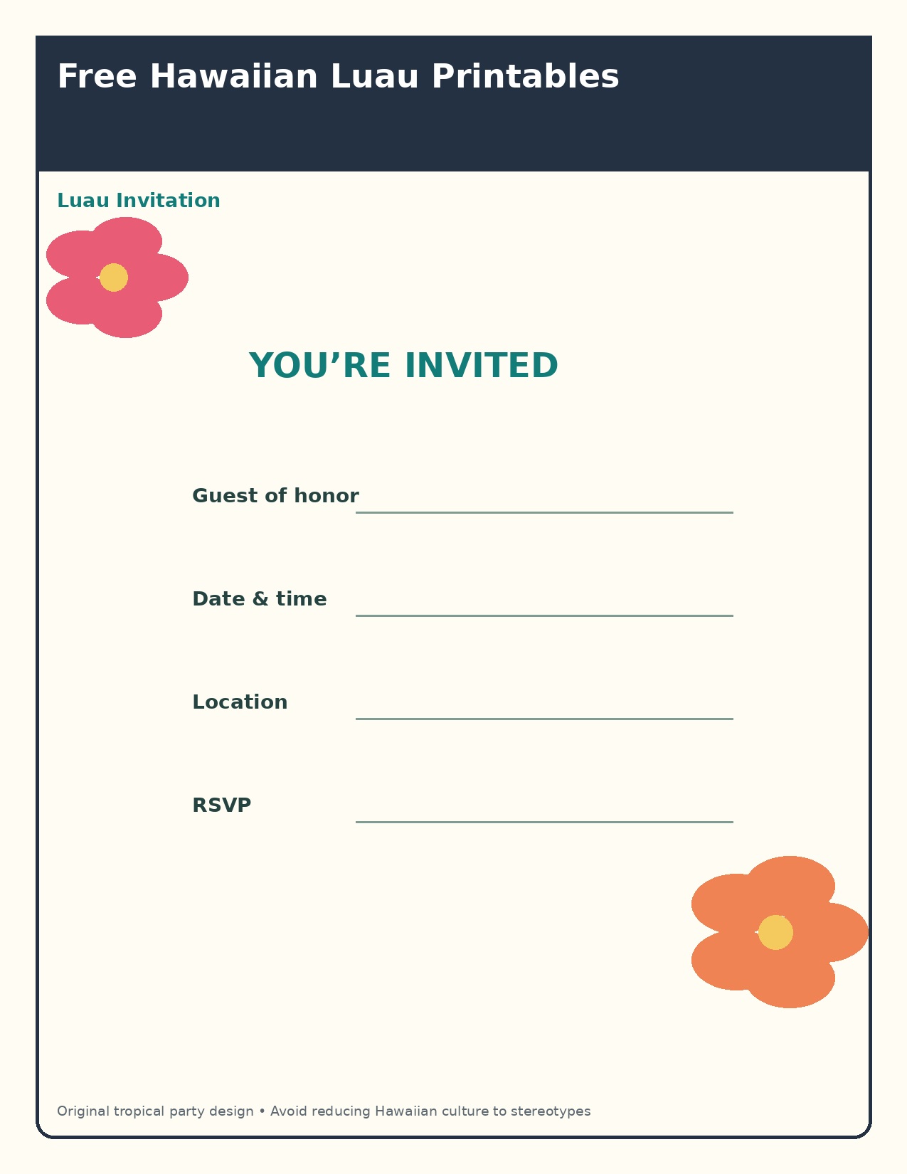 Tropical luau invitation