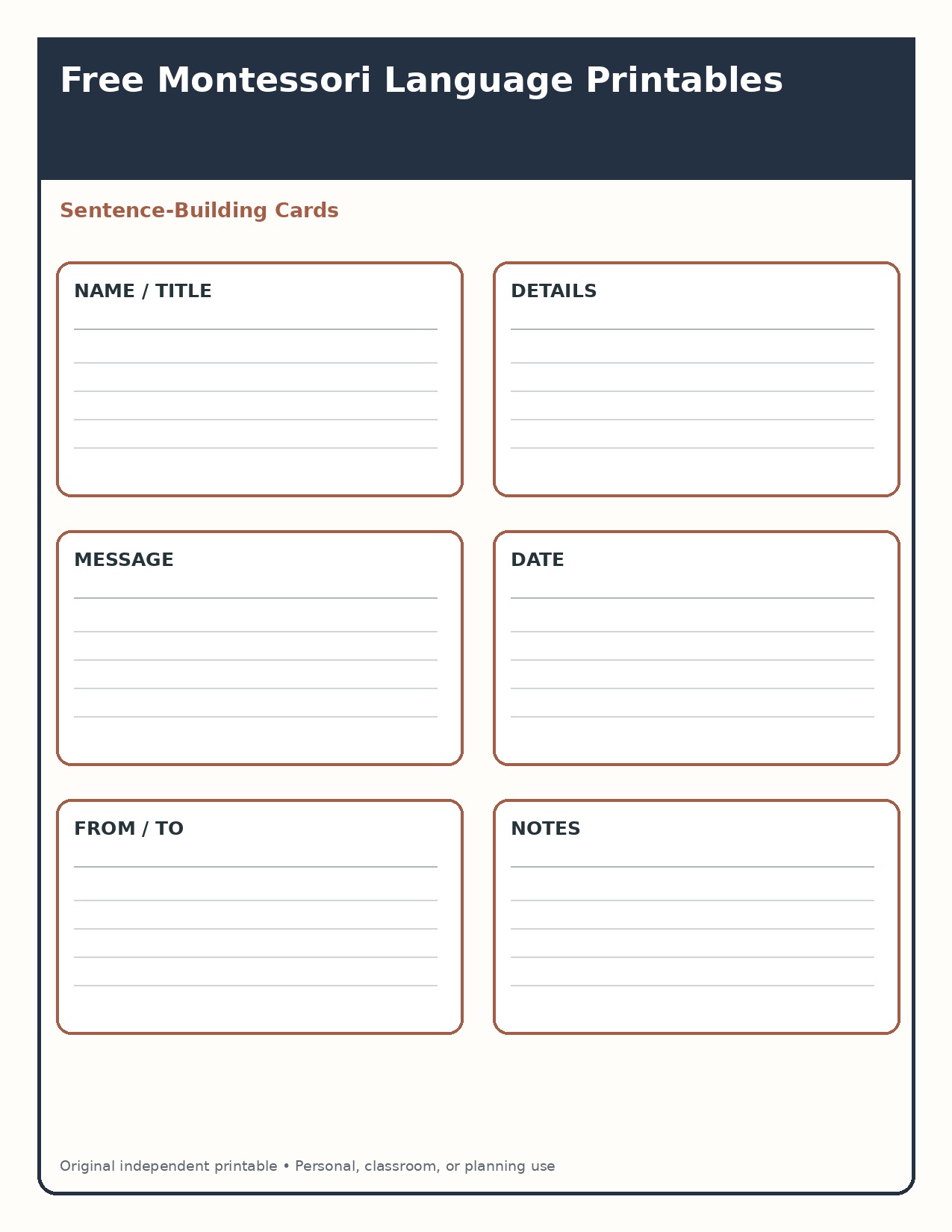 Sentence-Building Cards