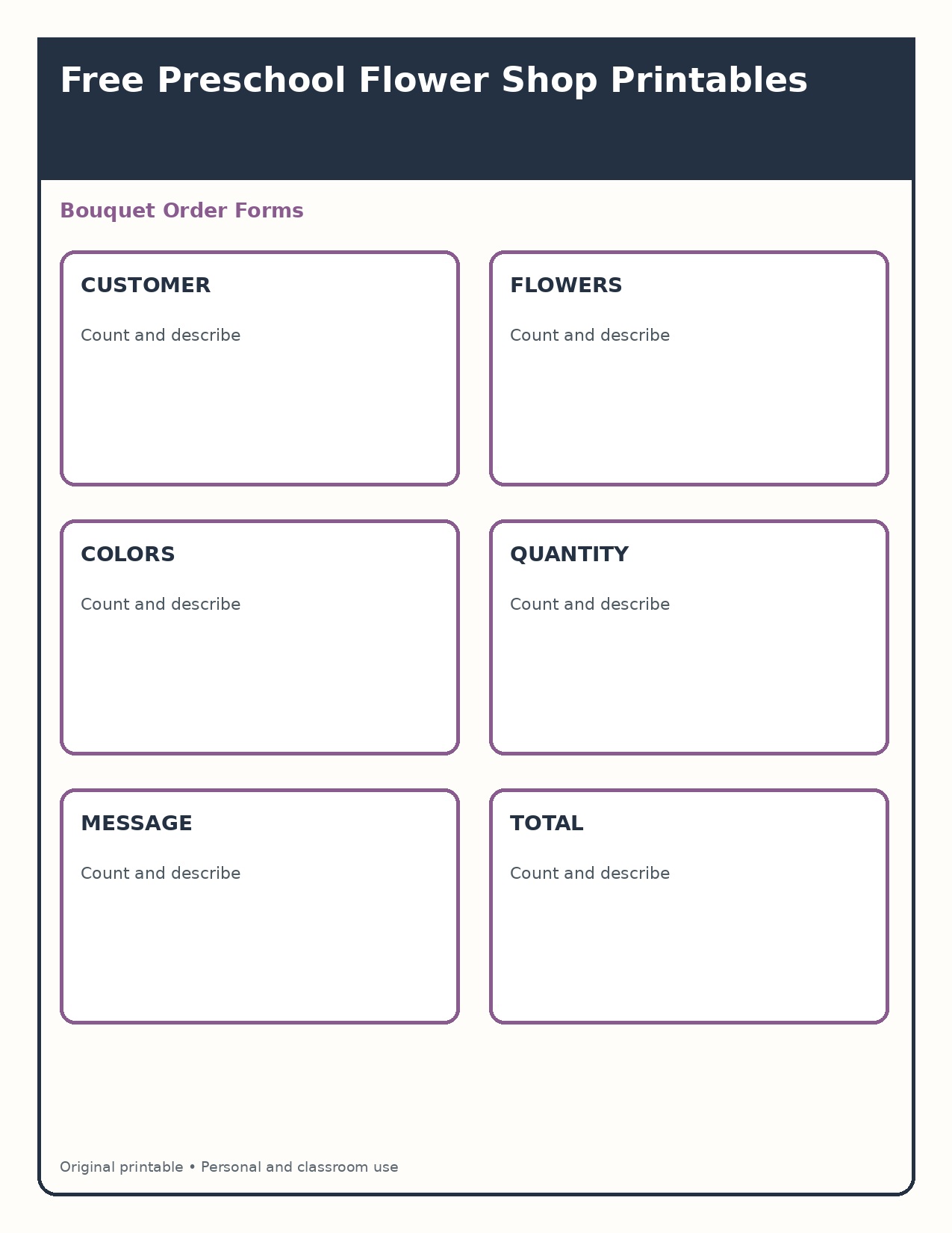 Bouquet Order Forms