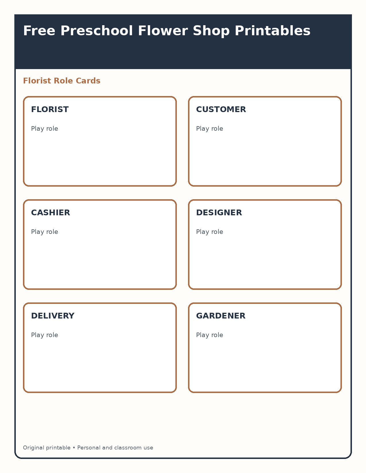 Florist Role Cards