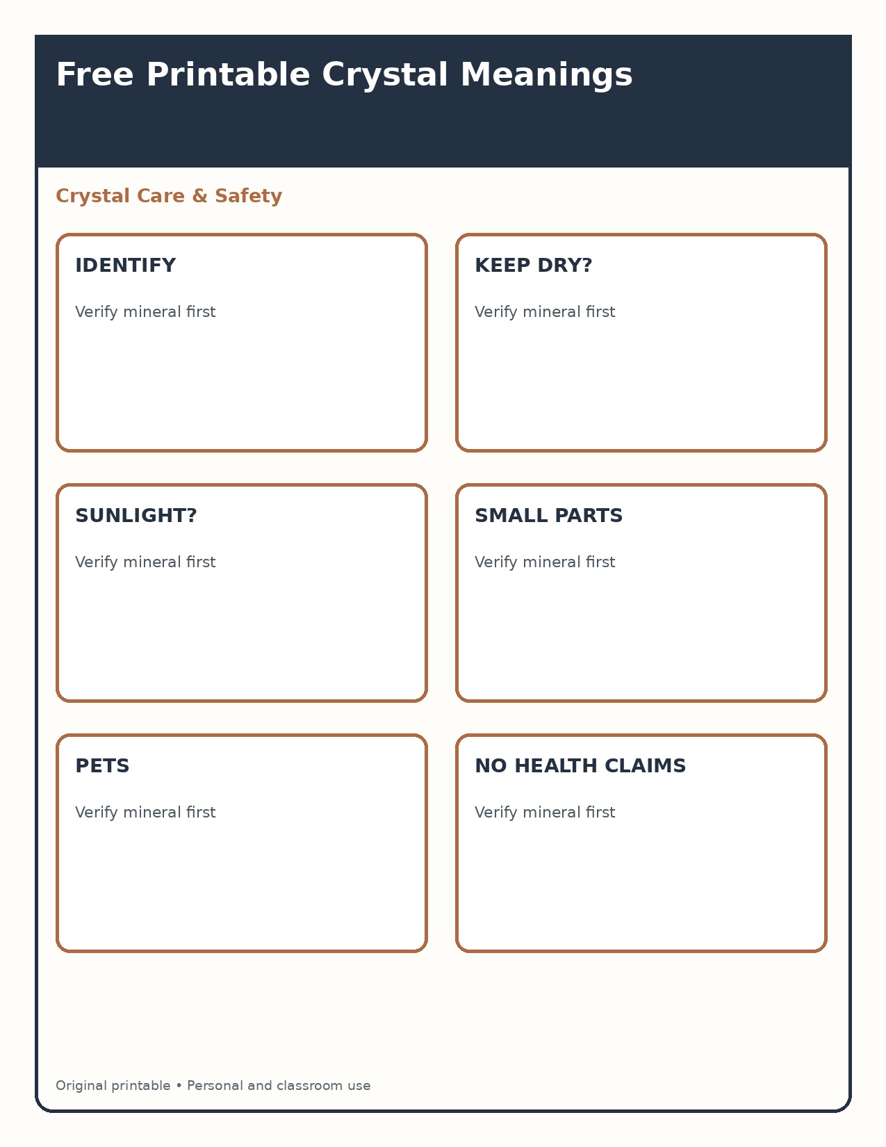 Crystal Care & Safety