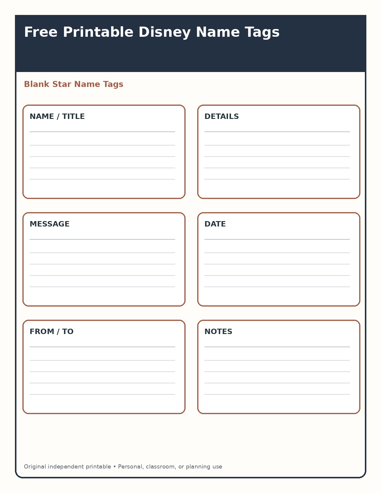Blank Star Name Tags