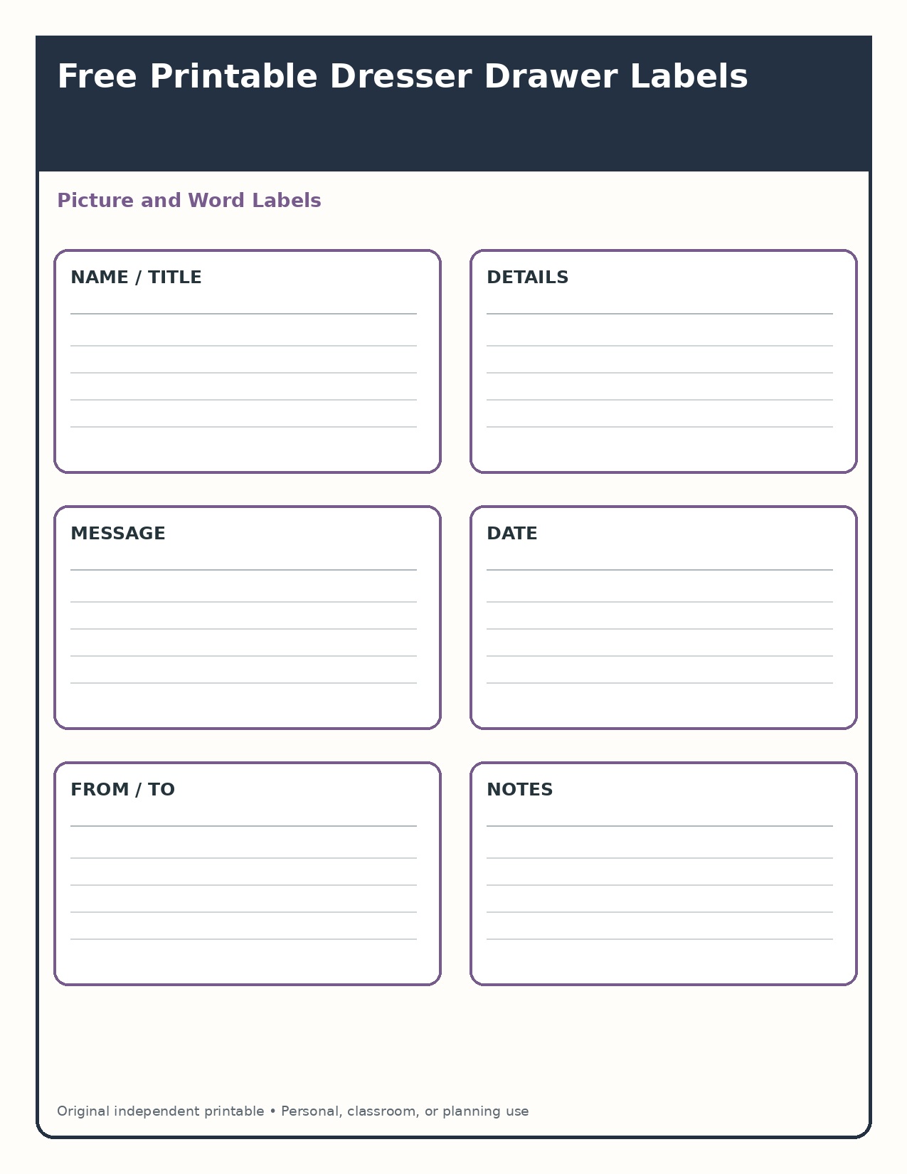 Picture and Word Labels