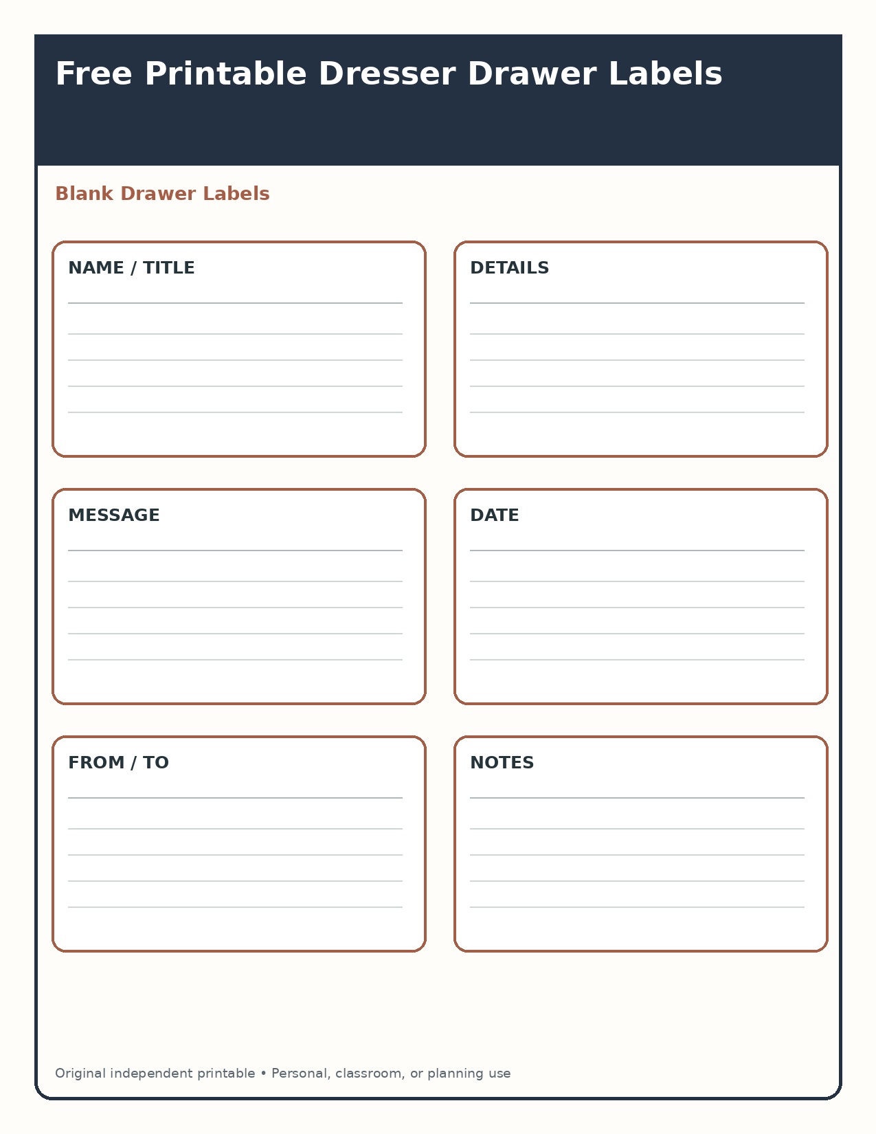Blank Drawer Labels