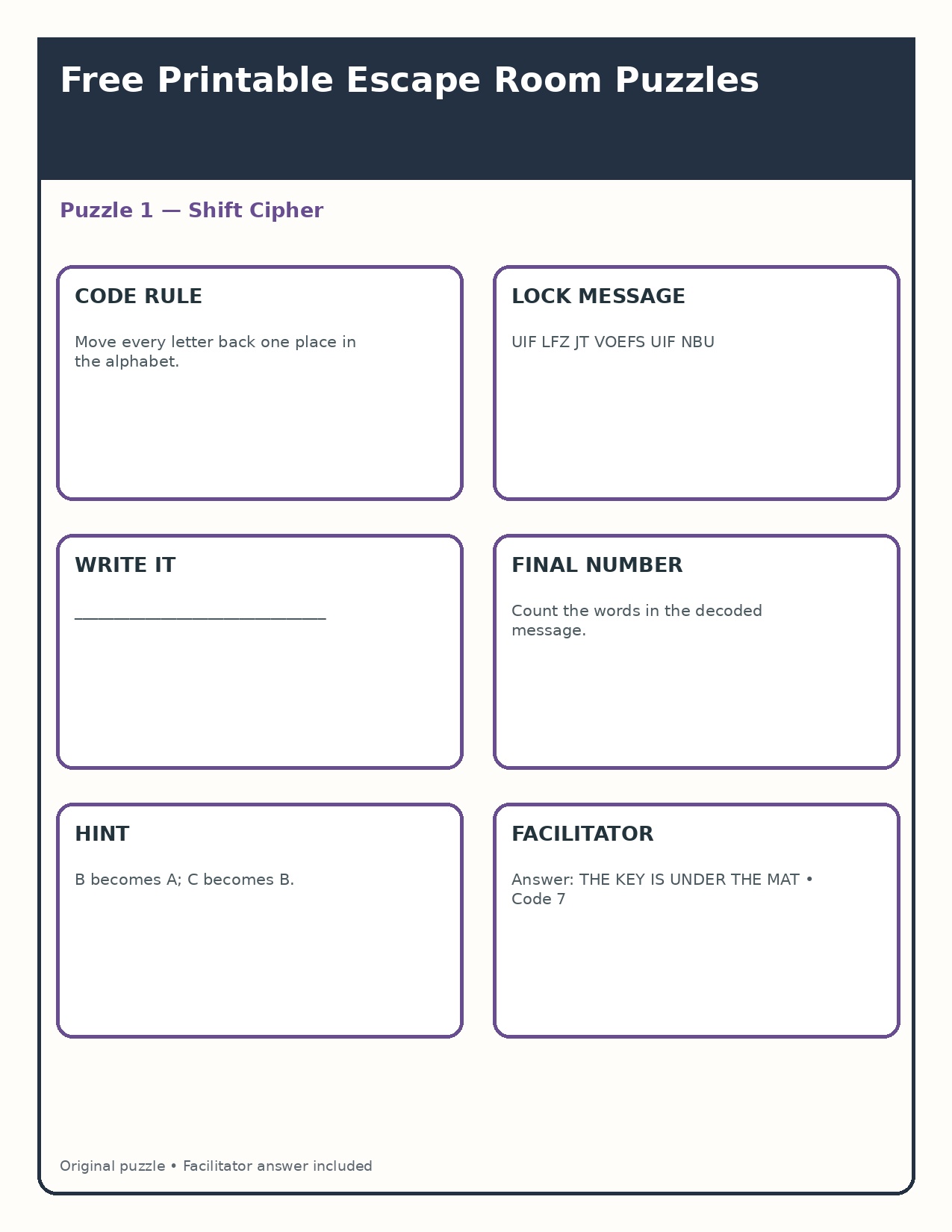 Shift Cipher Puzzle