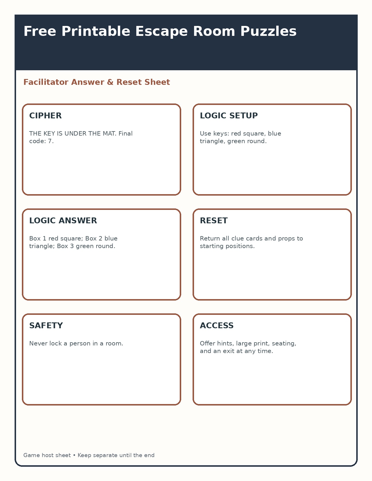 Facilitator Answer Sheet