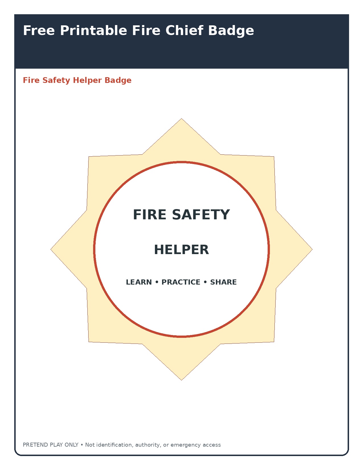 Fire Safety Helper Badge
