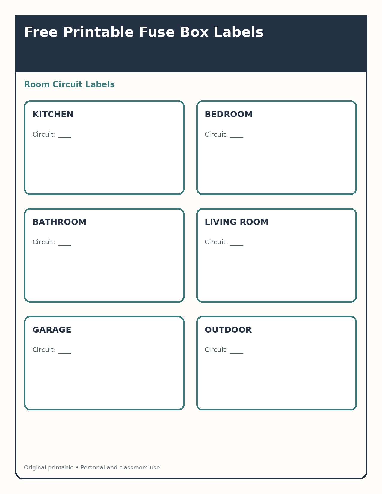 Room Circuit Labels