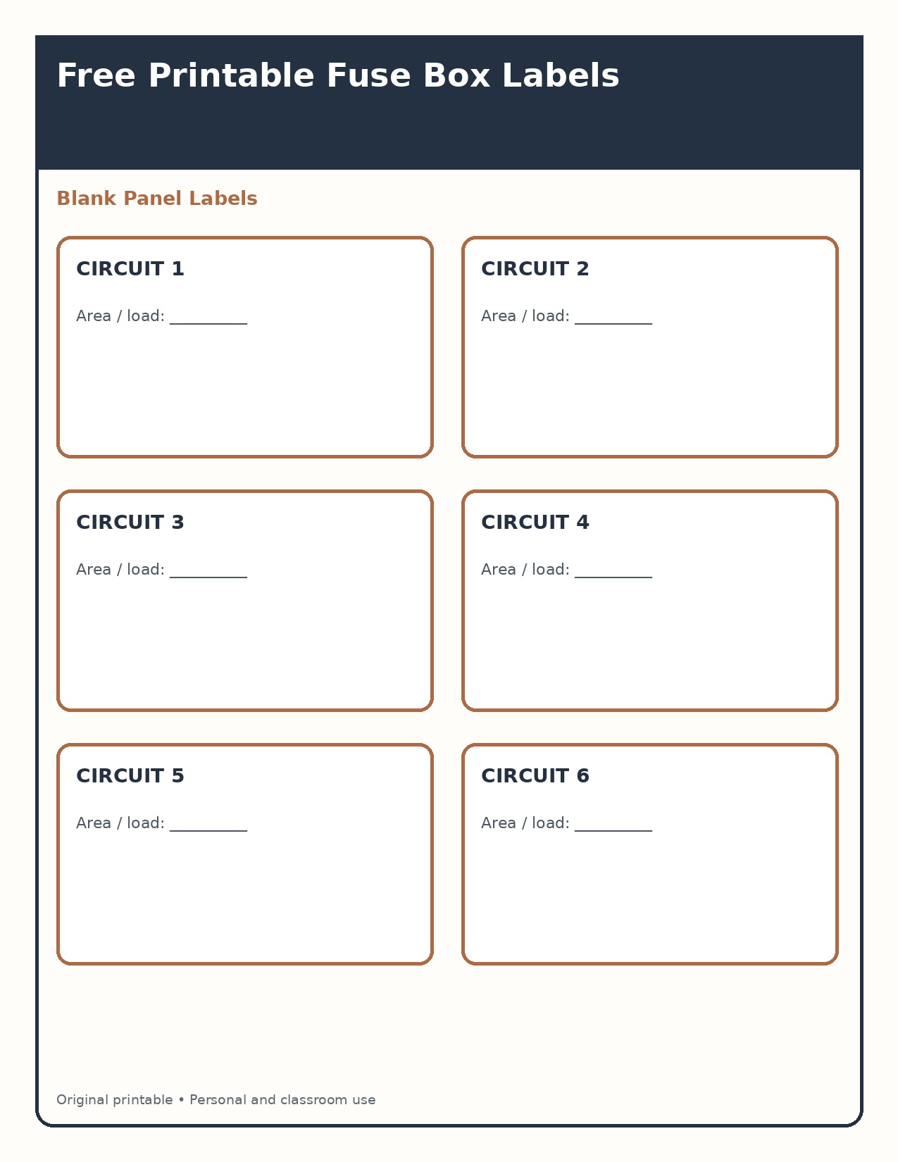 Blank Panel Labels