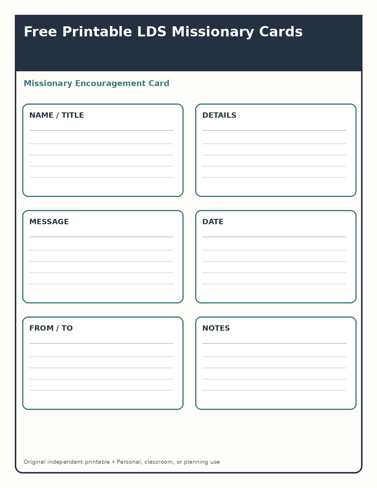 Missionary Encouragement Card