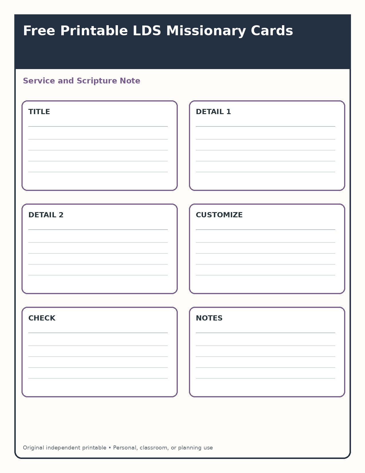Service and Scripture Note