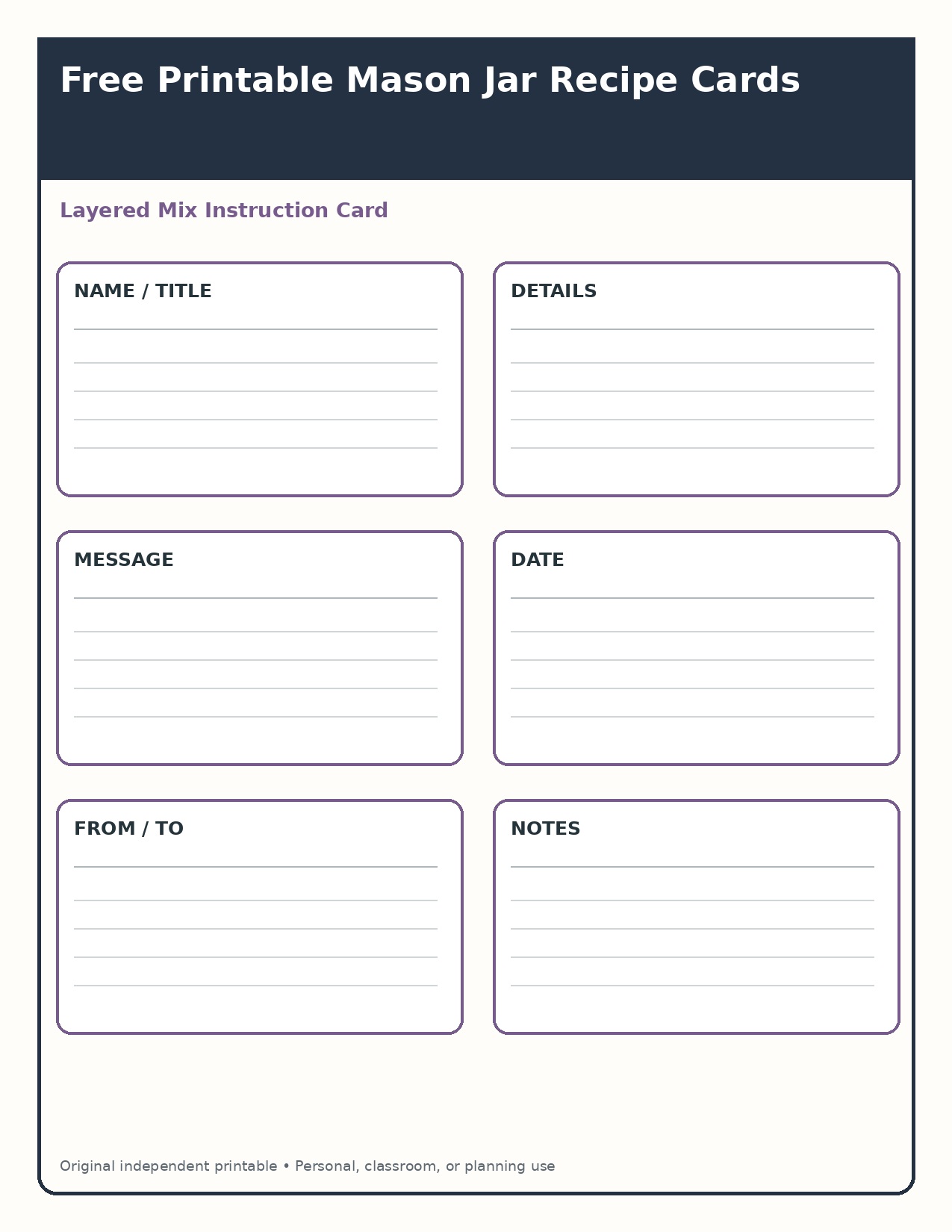 Layered Mix Instruction Card