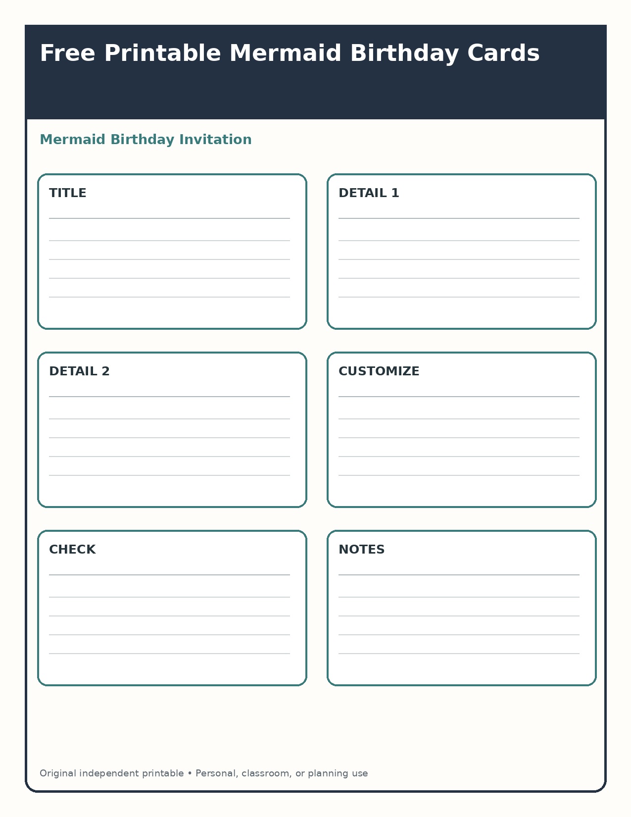 Mermaid Birthday Invitation
