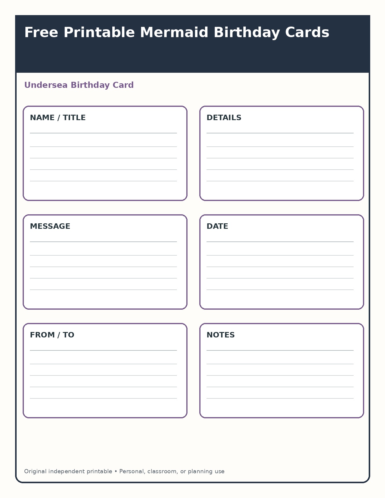 Undersea Birthday Card