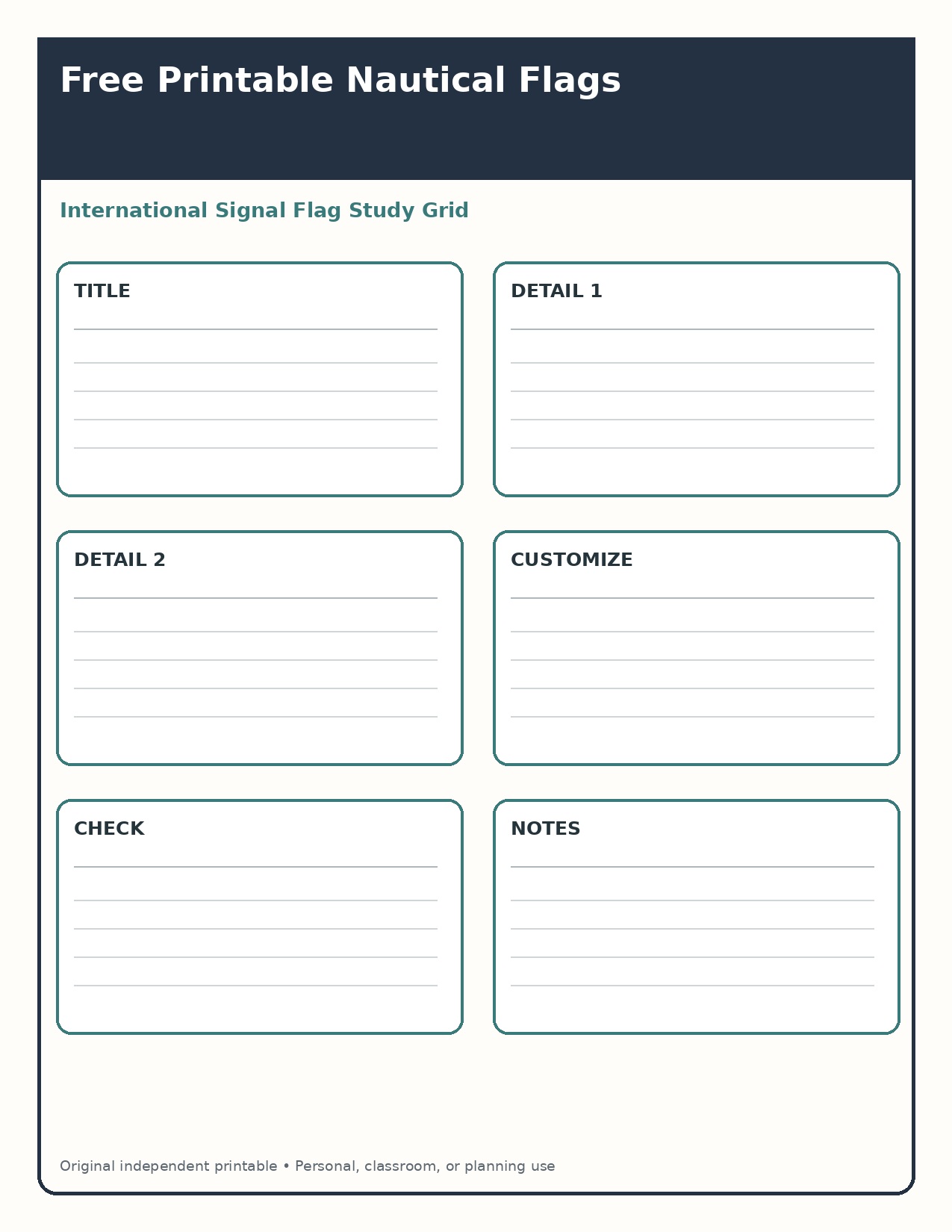 International Signal Flag Study Grid