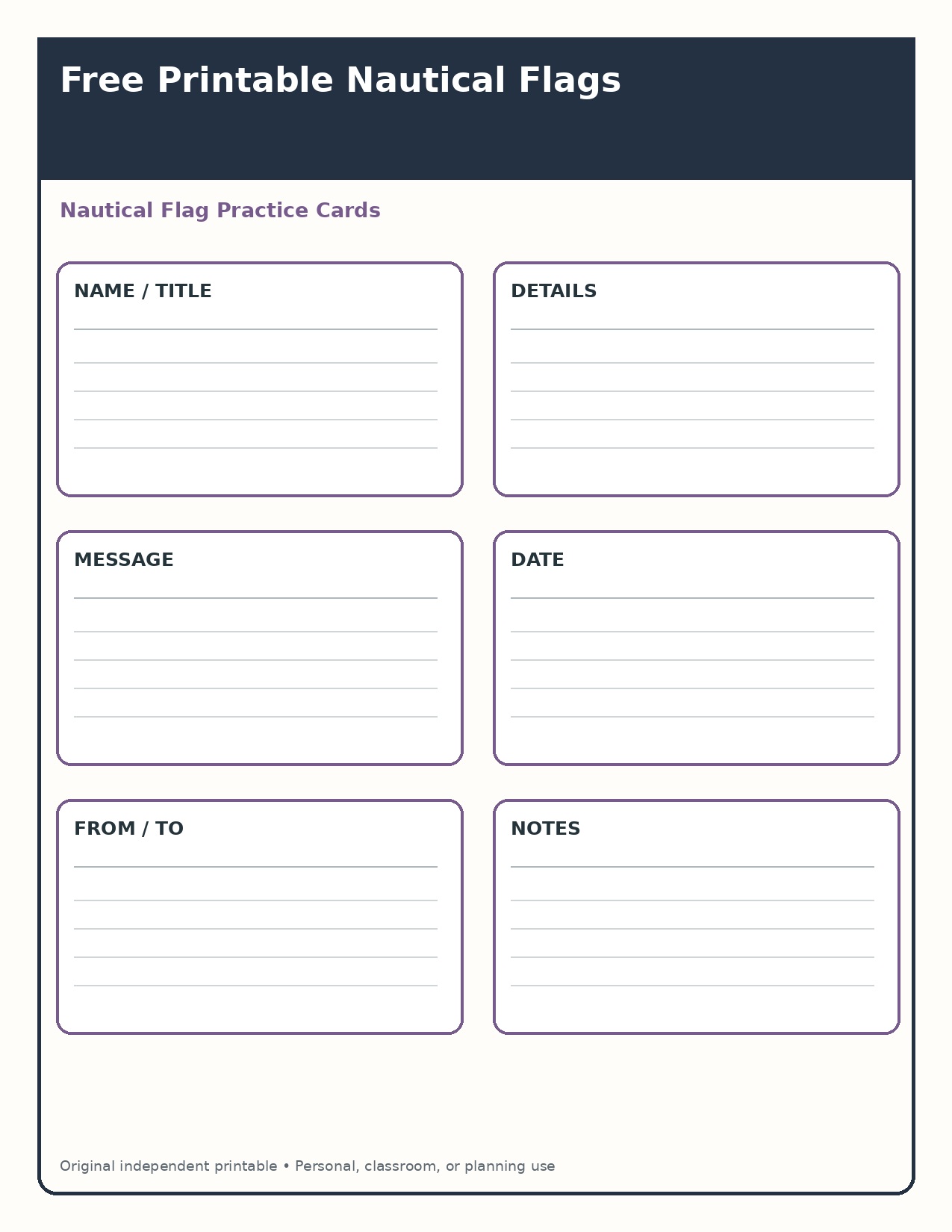 Nautical Flag Practice Cards