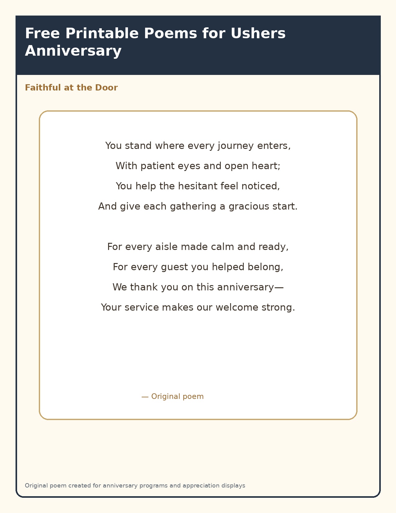 Faithful at the Door original poem