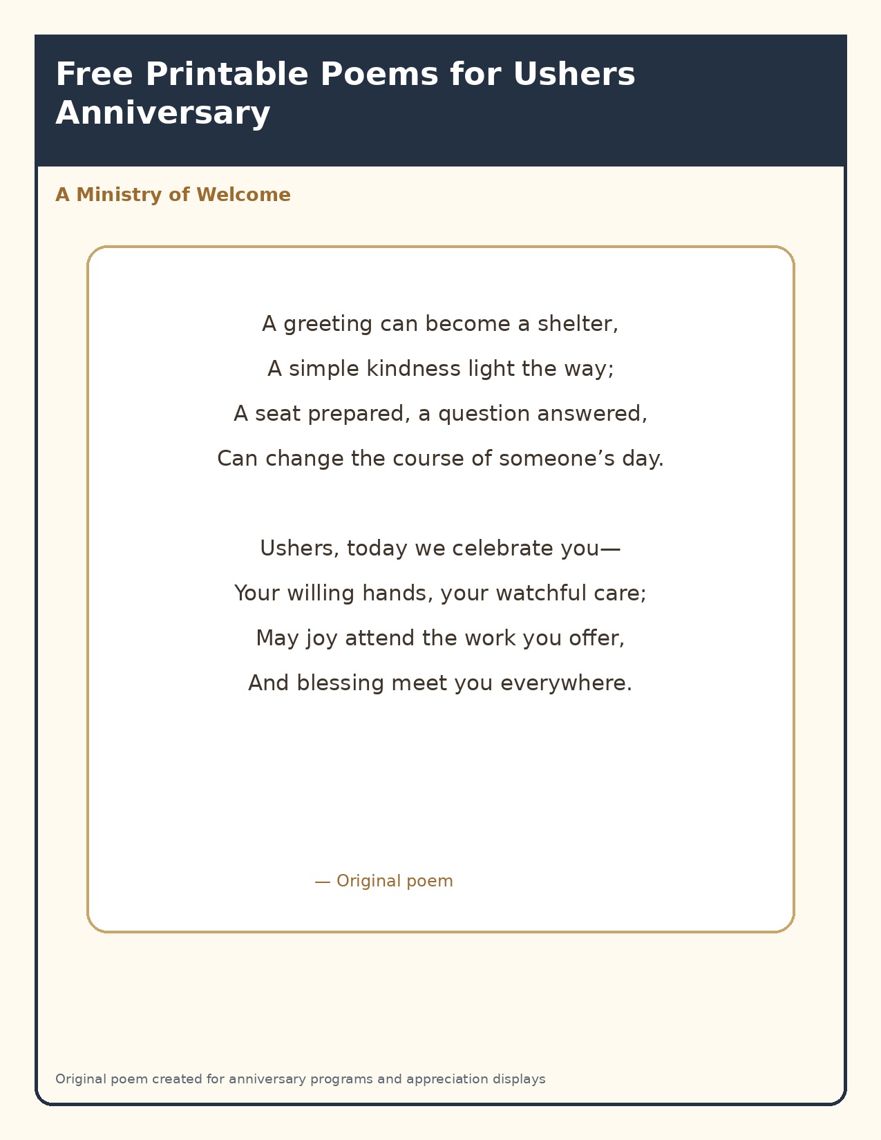 A Ministry of Welcome original poem