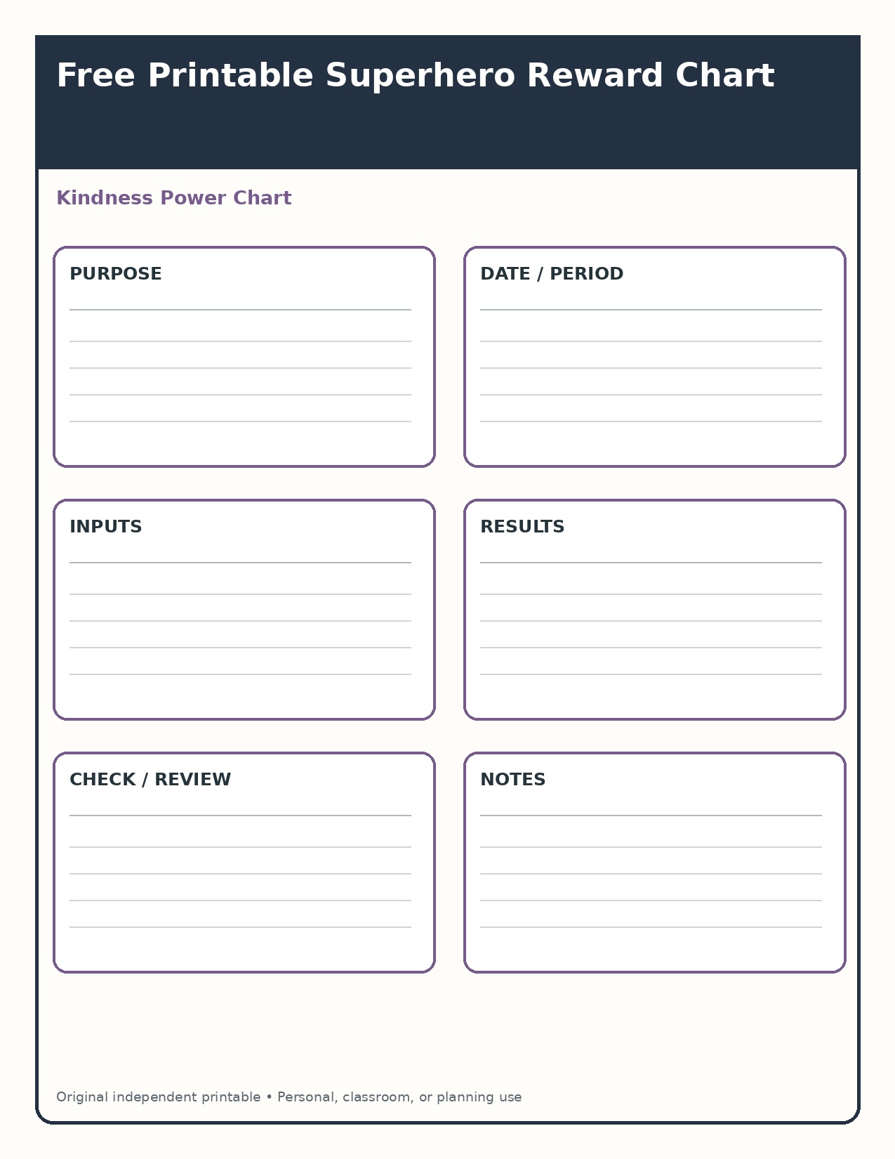 Kindness Power Chart