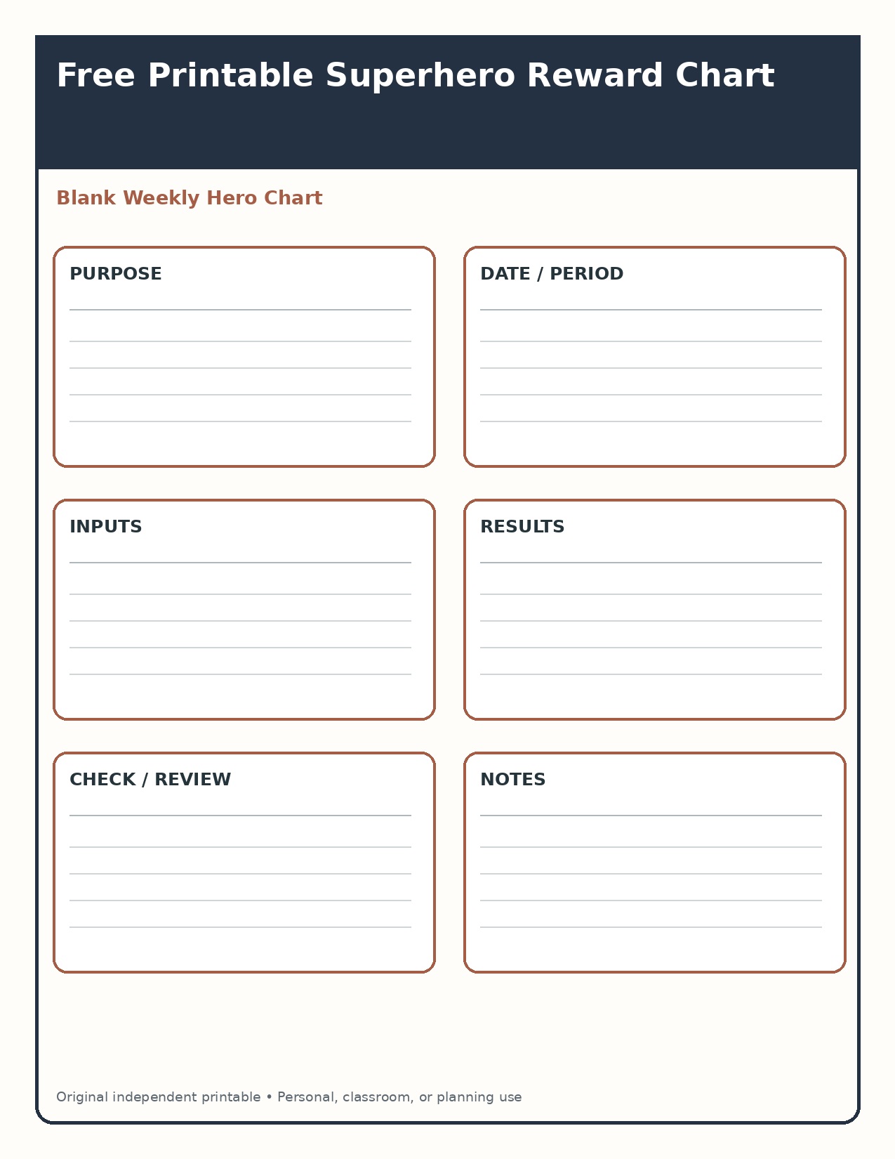 Blank Weekly Hero Chart