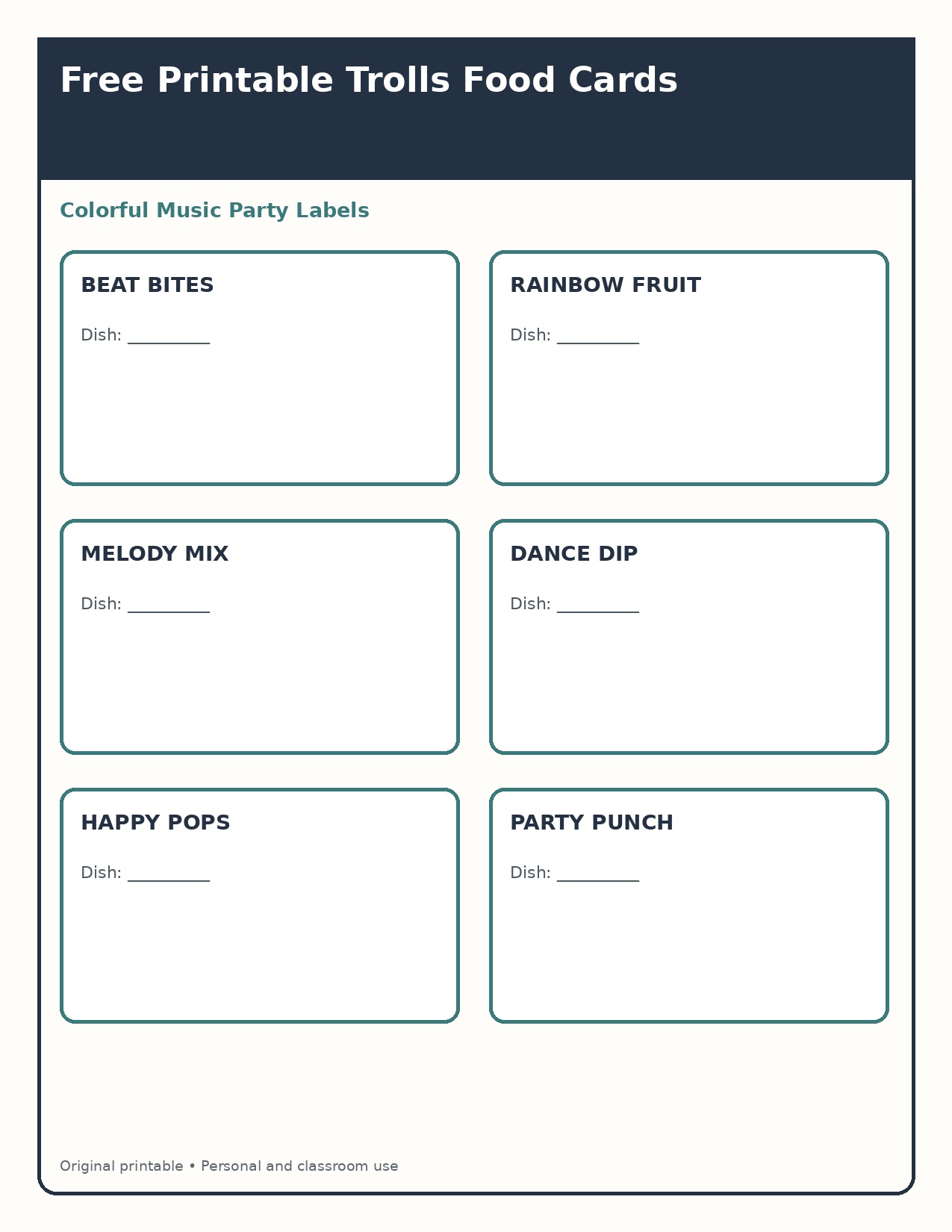 Colorful Music Party Labels