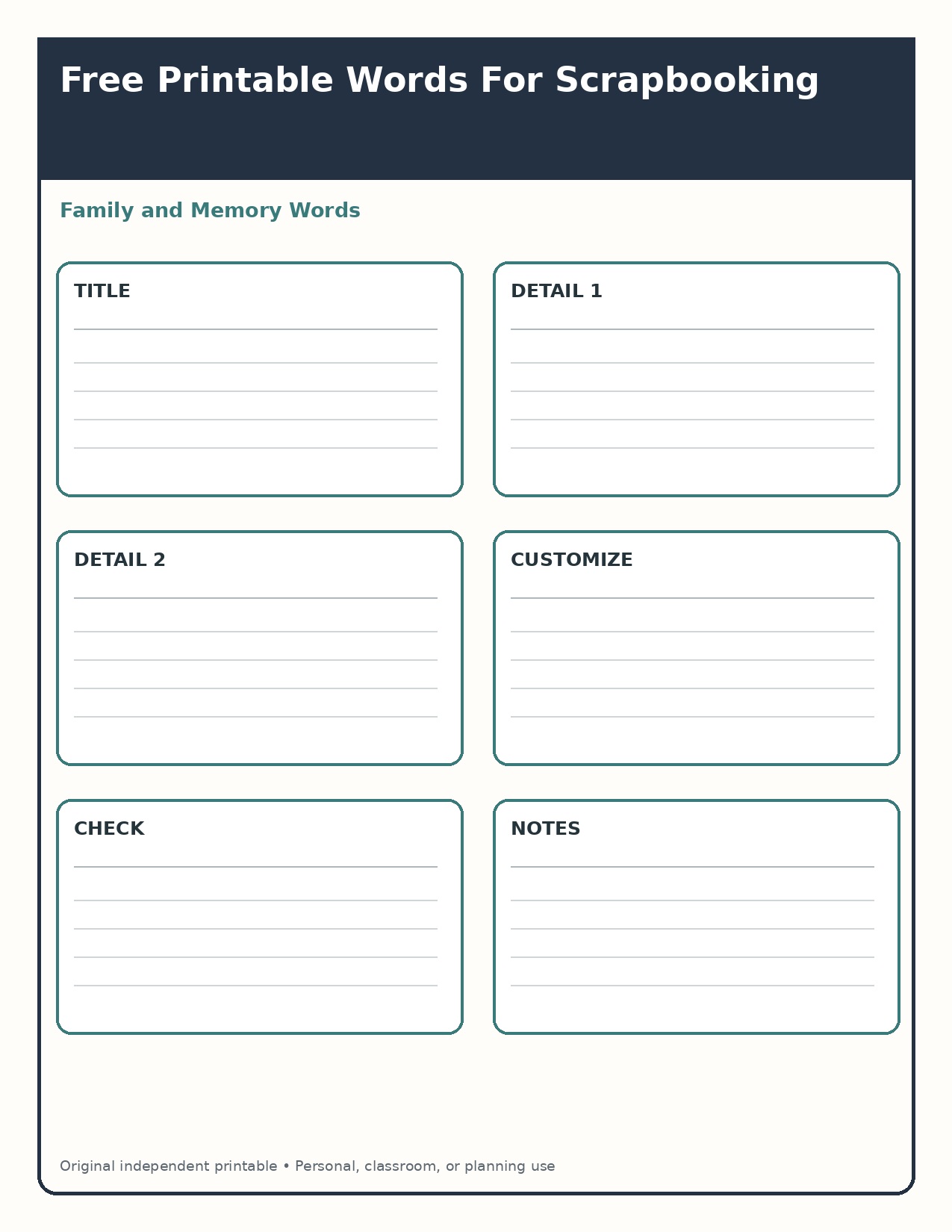 Family and Memory Words