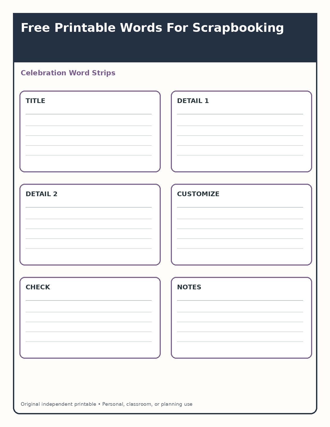 Celebration Word Strips