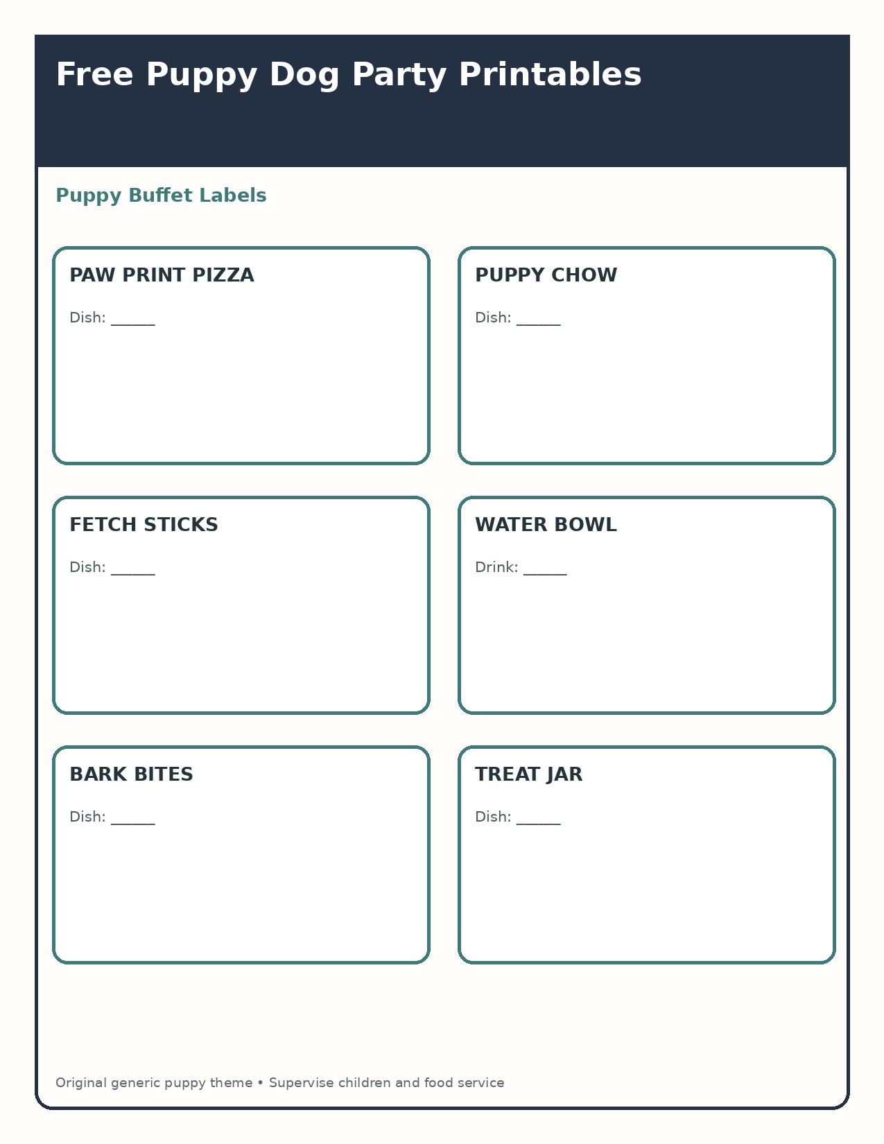 Puppy Buffet Labels