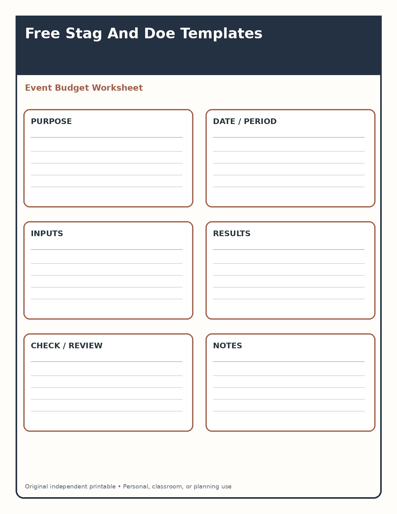 Event Budget Worksheet