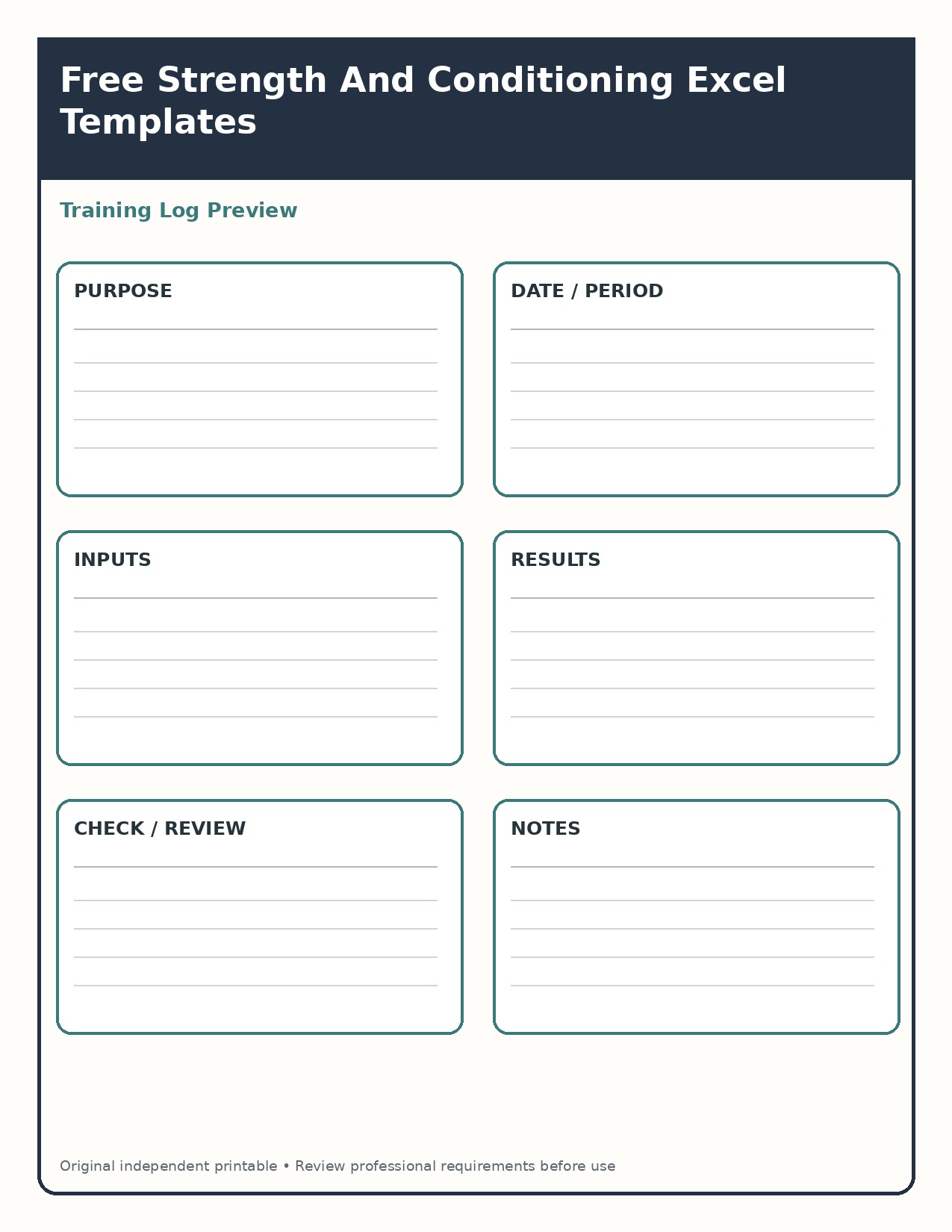 Training Log Preview