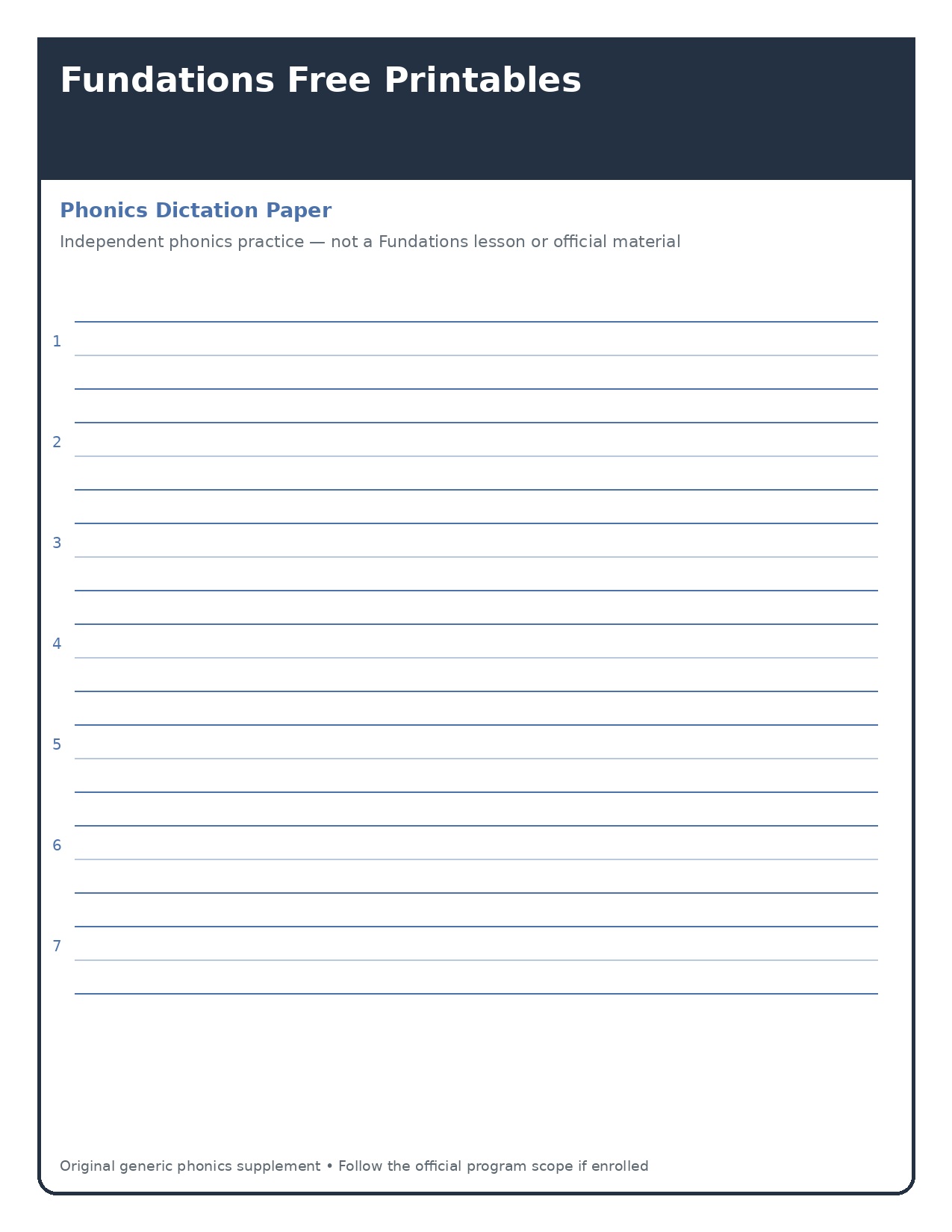 Phonics dictation paper