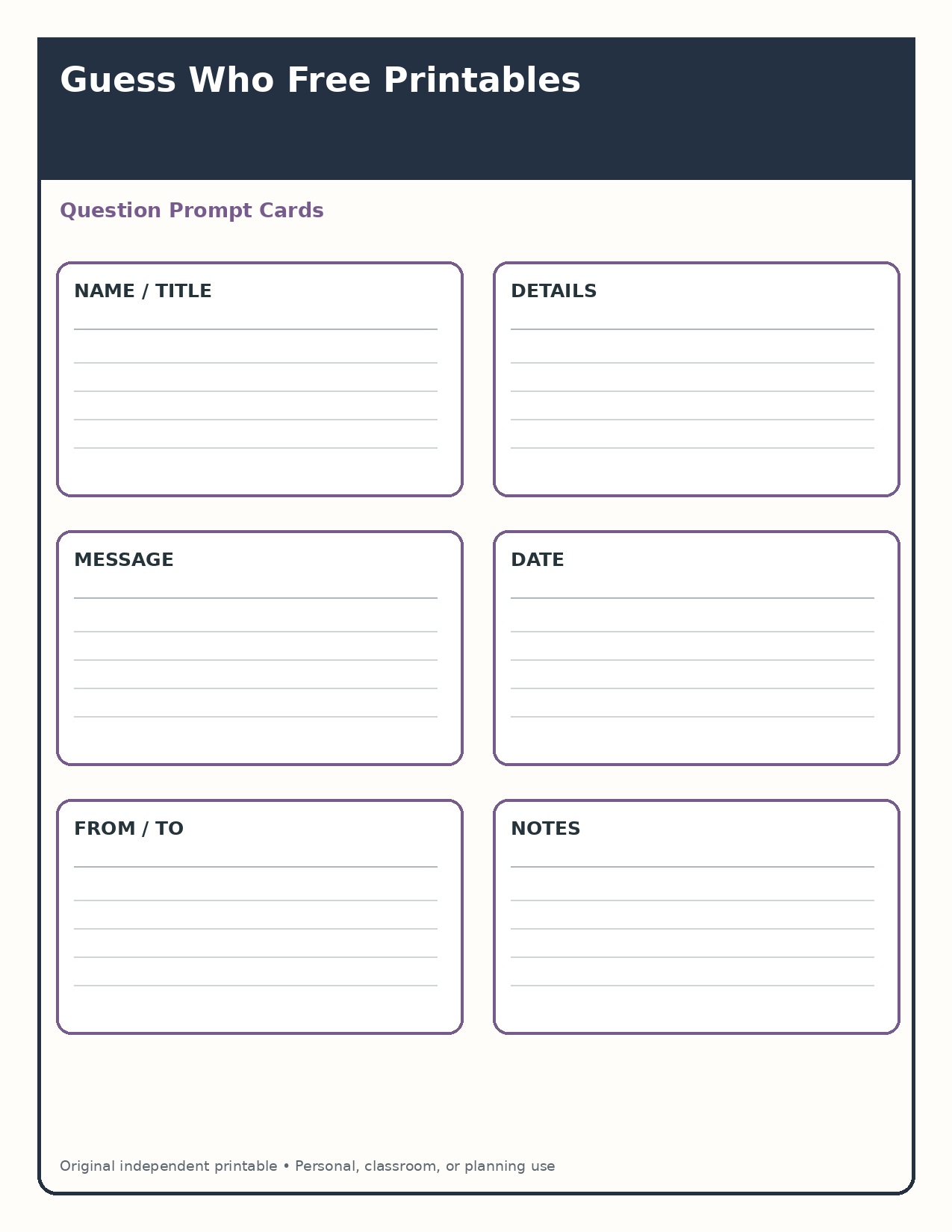 Question Prompt Cards