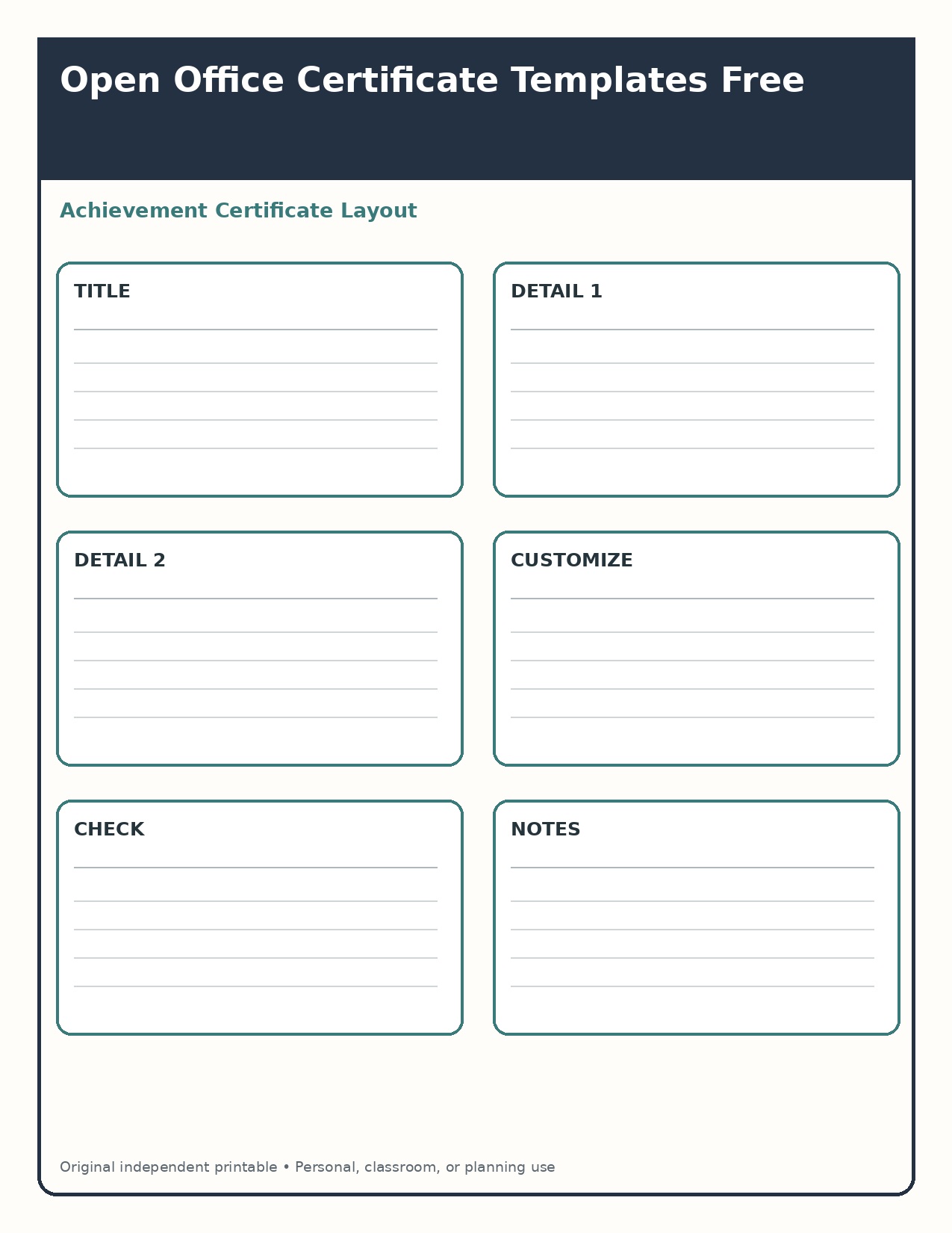 Achievement Certificate Layout