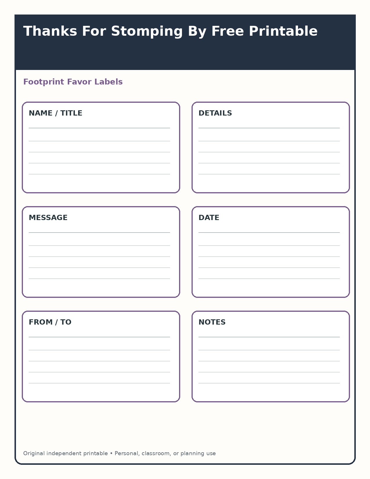 Footprint Favor Labels