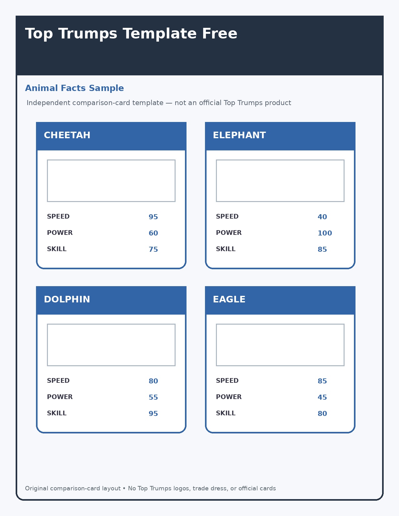 Animal fact comparison cards