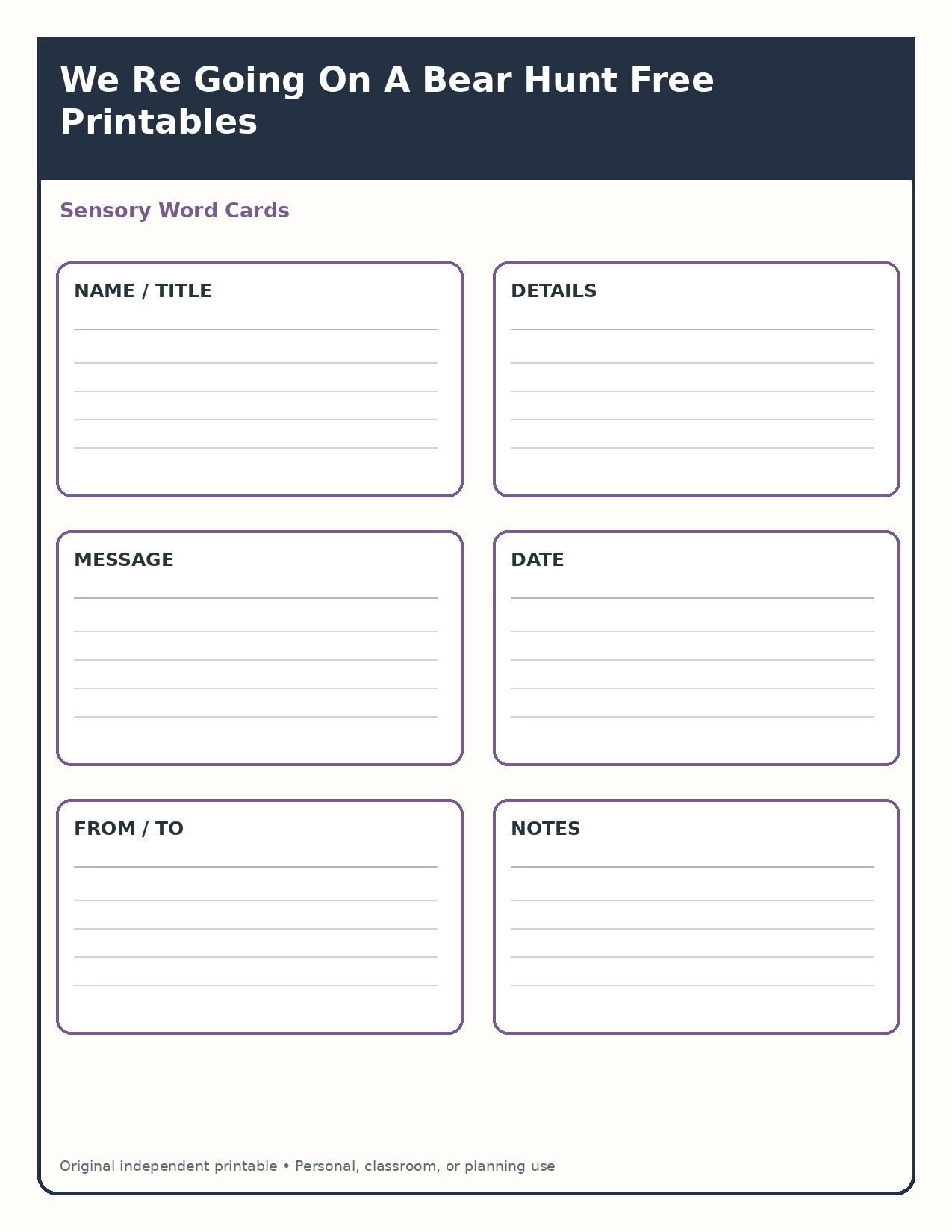 Sensory Word Cards